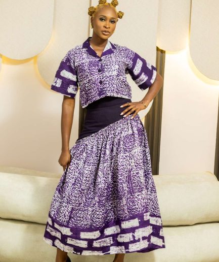 Purple Patterned Two-Piece Set